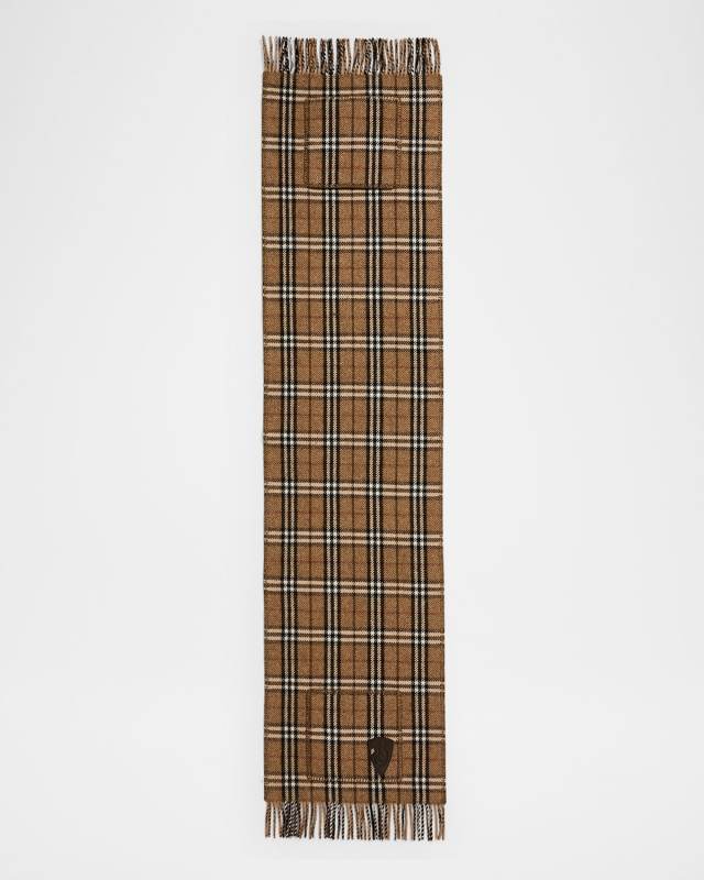 Houndstooth/Check-Print Reversible Cashmere Blend Scarf
